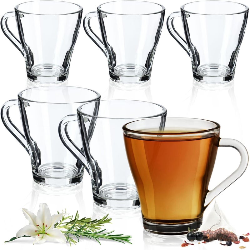 bellemax 170ML Premium Glass Tea and Coffee Cup Glass Mug TransparentGlass Cups Set for Milk Cup HotCold Drinks Cups Herbal Tea Green Tea Lemon Tea Cup Set of 6 - Image 1