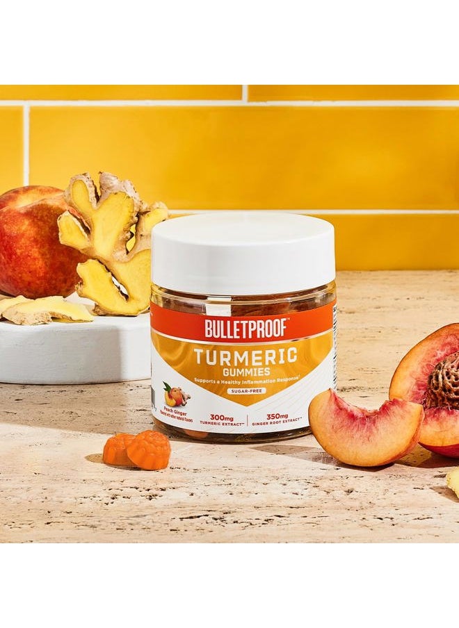 Sugar-Free Peach Ginger Turmeric Gummies, 60 Count, Keto Supplement for Joint and Inflammation Response Support, New and Improved Flavor and texure, Packaging May Vary