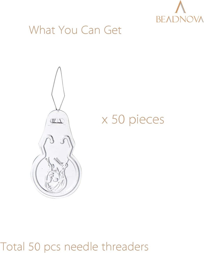 BEADNOVA Embroidery Needle Threader Tool 50pcs Aluminum Sewing Machine Needle Threader for Hand Sewing Cross Stitch Craft Knitting Quilting 50pcs - Image 3