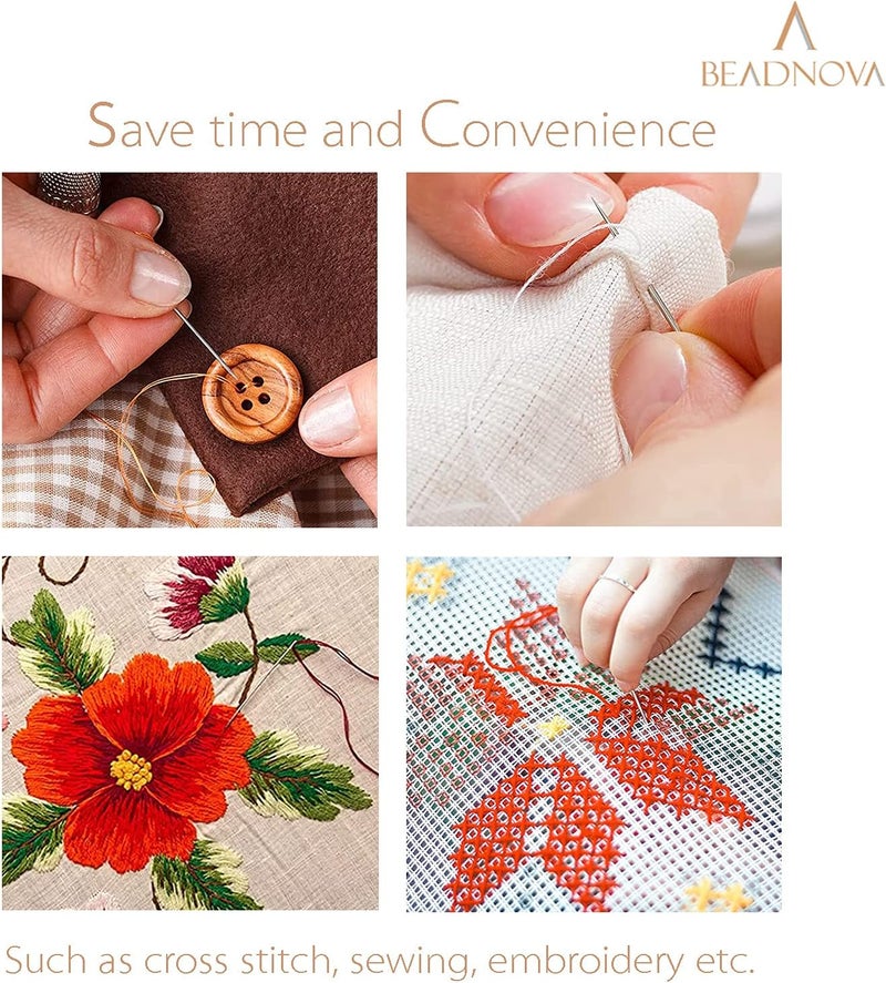 BEADNOVA Embroidery Needle Threader Tool 50pcs Aluminum Sewing Machine Needle Threader for Hand Sewing Cross Stitch Craft Knitting Quilting 50pcs - Image 5