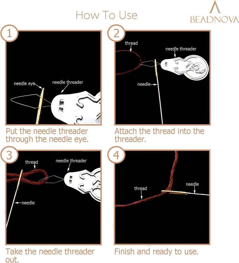 BEADNOVA Embroidery Needle Threader Tool 50pcs Aluminum Sewing Machine Needle Threader for Hand Sewing Cross Stitch Craft Knitting Quilting 50pcs - Image 4