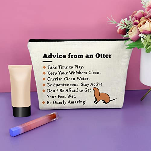 Sazuwu Otter Lover Gift Sea Otter Gifts for Women Makeup Bag Animal Lover Gift Cute Otter Animal Gift Inspiration Gifts for Friend Female Cosmetic Bag Birthday Christmas Gifts Travel Pouch - Image 2