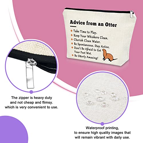 Sazuwu Otter Lover Gift Sea Otter Gifts for Women Makeup Bag Animal Lover Gift Cute Otter Animal Gift Inspiration Gifts for Friend Female Cosmetic Bag Birthday Christmas Gifts Travel Pouch - Image 3