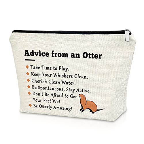 Sazuwu Otter Lover Gift Sea Otter Gifts for Women Makeup Bag Animal Lover Gift Cute Otter Animal Gift Inspiration Gifts for Friend Female Cosmetic Bag Birthday Christmas Gifts Travel Pouch - Image 1