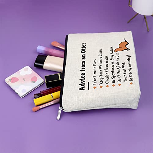 Sazuwu Otter Lover Gift Sea Otter Gifts for Women Makeup Bag Animal Lover Gift Cute Otter Animal Gift Inspiration Gifts for Friend Female Cosmetic Bag Birthday Christmas Gifts Travel Pouch - Image 5