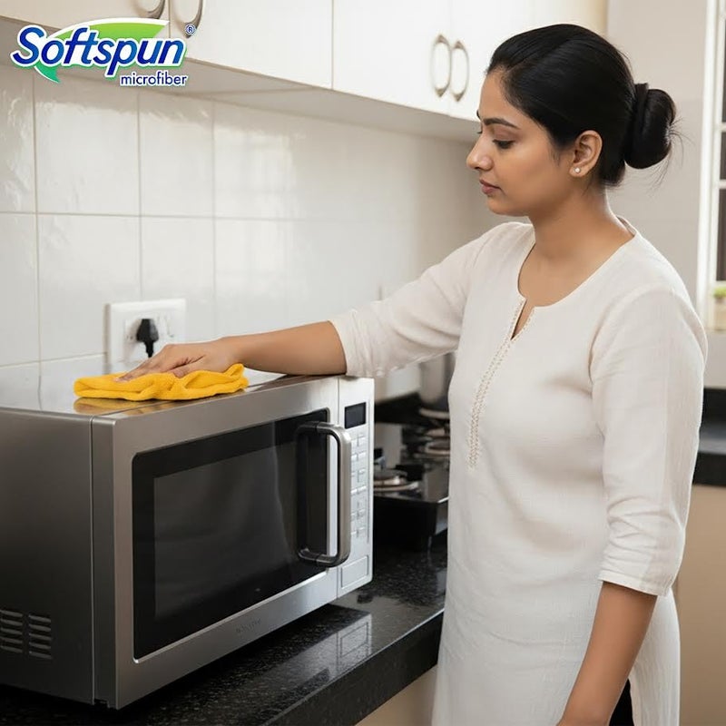 SOFTSPUN Microfiber Cleaning Cloths, 2pcs 40x40cms 340GSM Orange! Highly Absorbent, Lint and Streak Free, Multi -Purpose Wash Cloth for Kitchen, Car, Window, Stainless Steel, Silverware. - Image 5