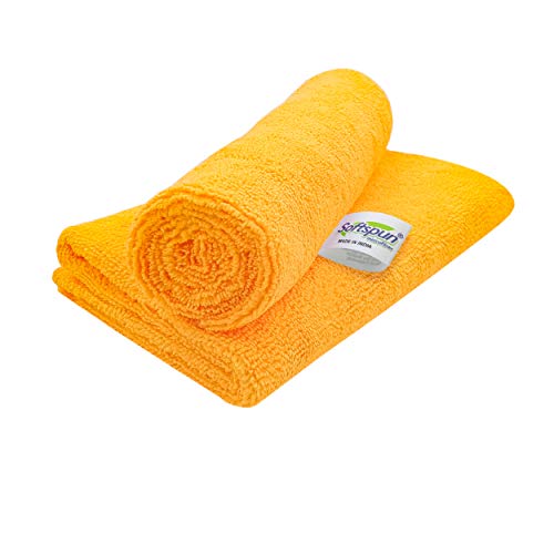 SOFTSPUN Microfiber Cleaning Cloths, 2pcs 40x40cms 340GSM Orange! Highly Absorbent, Lint and Streak Free, Multi -Purpose Wash Cloth for Kitchen, Car, Window, Stainless Steel, Silverware. - Image 2