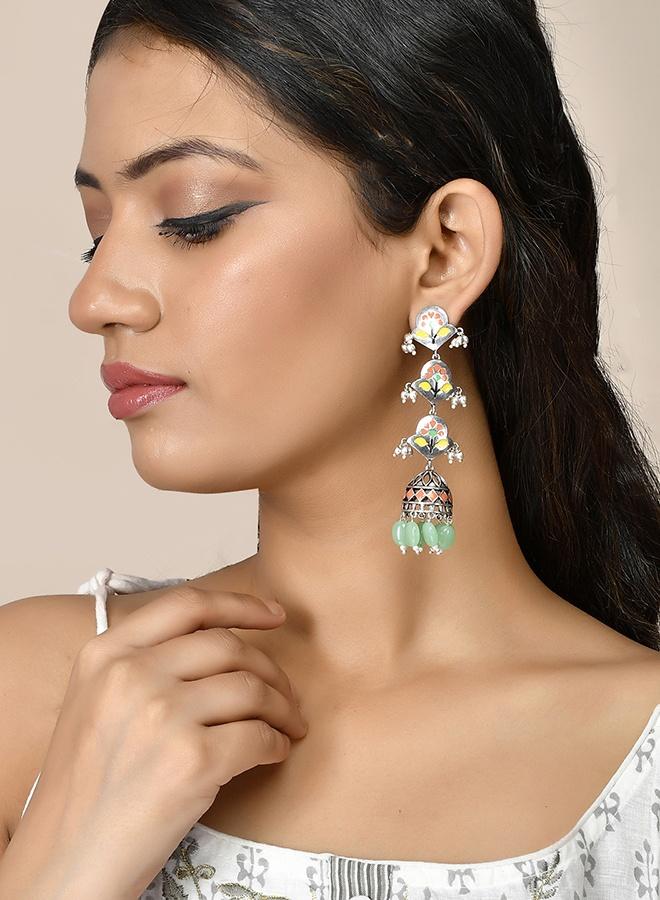 Bagh E Fiza Pastel Jhumka Layered Earrings