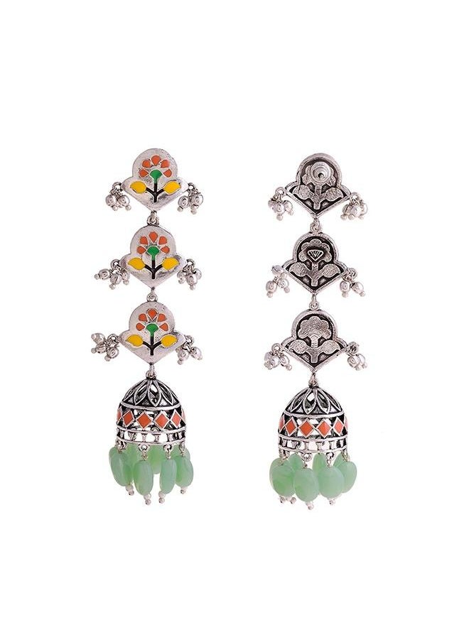VOYLLA Bagh E Fiza Pastel Jhumka Layered Earrings  - Image 4
