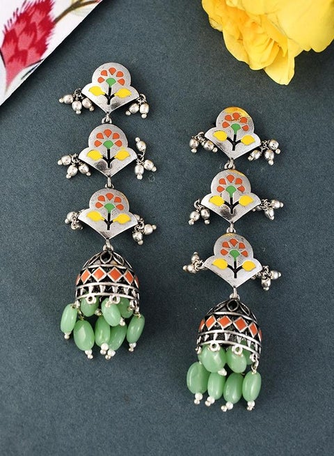 Bagh E Fiza Pastel Jhumka Layered Earrings