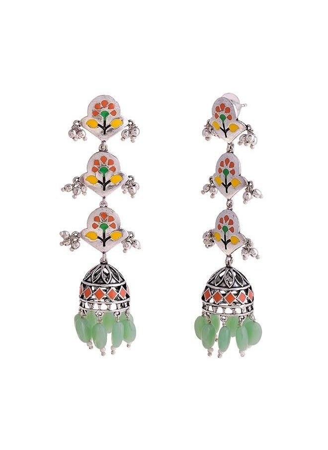 VOYLLA Bagh E Fiza Pastel Jhumka Layered Earrings  - Image 3