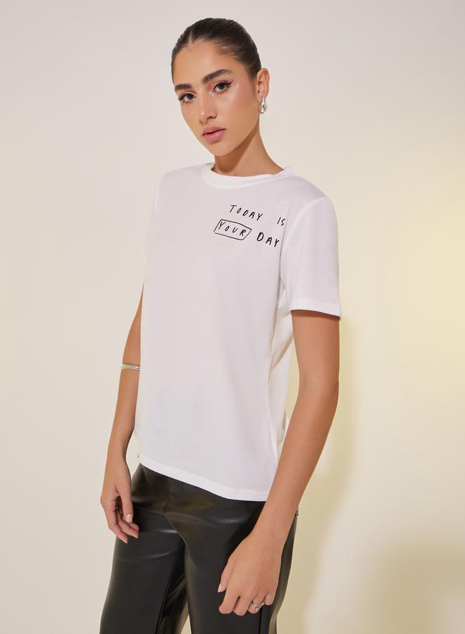 Take Two Slogan Print Round Neck Short Sleeve T-Shirt  - Image 3