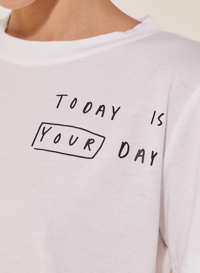 Take Two Slogan Print Round Neck Short Sleeve T-Shirt  - Image 4