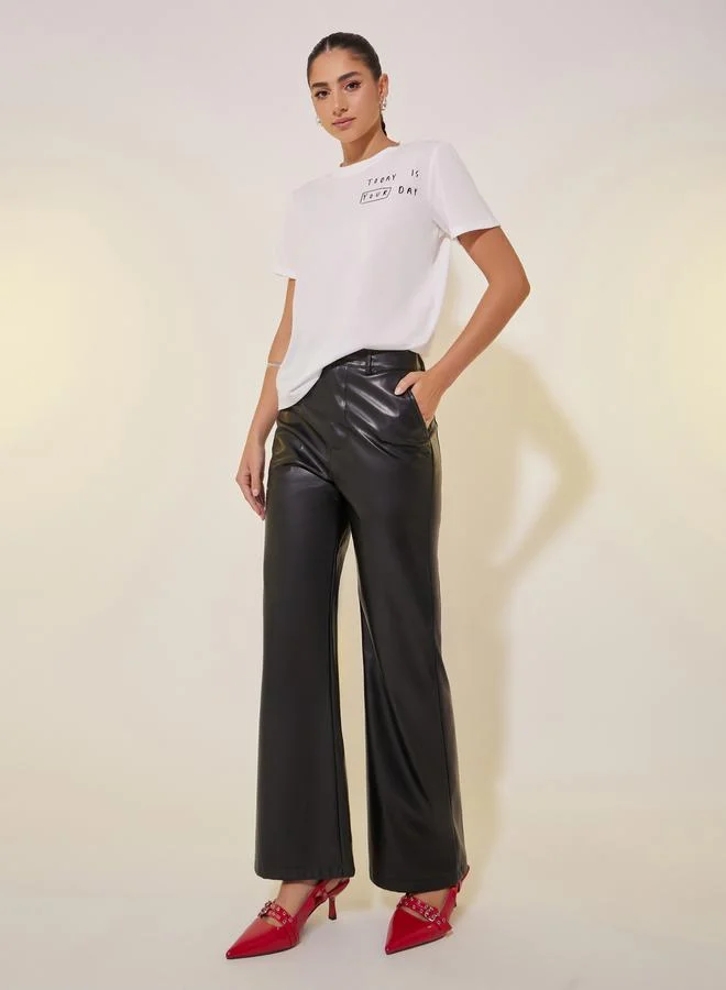 Take Two Slogan Print Round Neck Short Sleeve T-Shirt