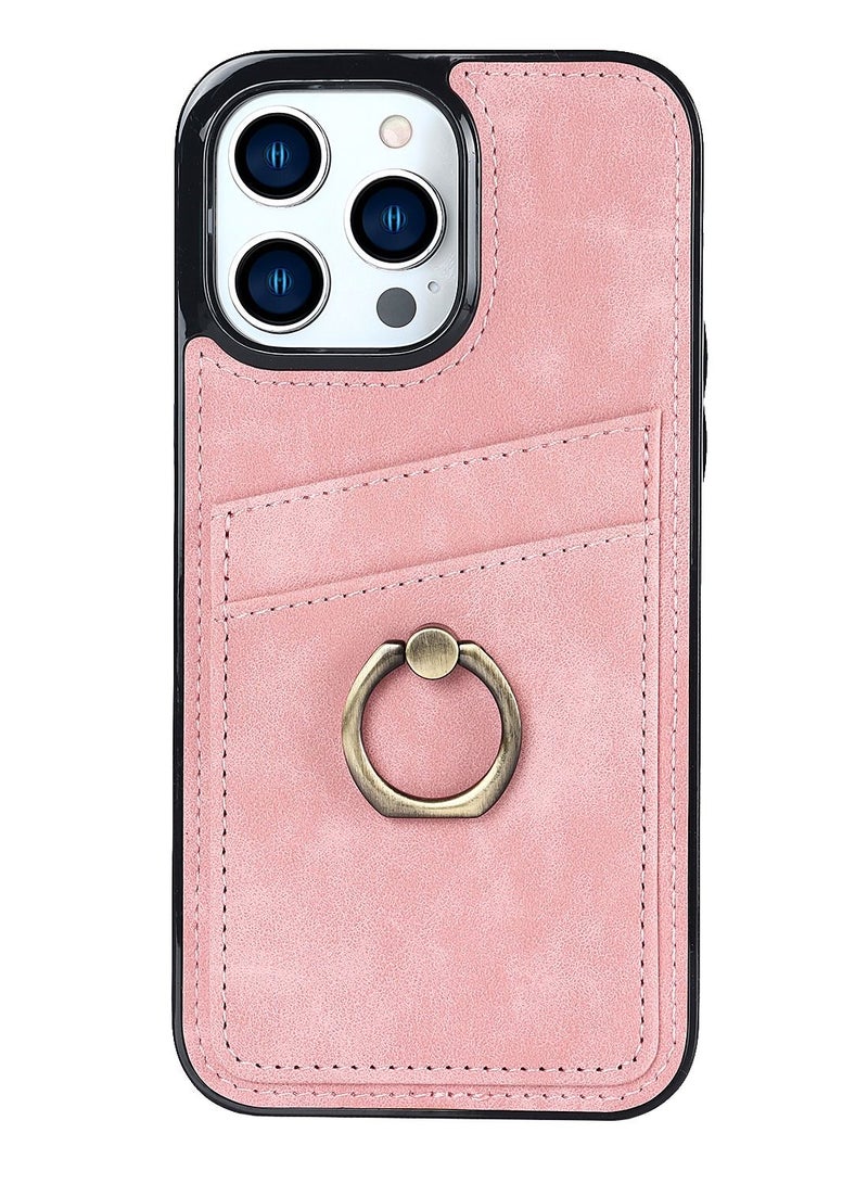 Suteni Ring Buckle Back Cover Leather Card Slots Phone Case for iPhone  - Image 1