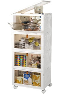 Generic 4 Tier Stackable Plastic Storage Bins with Lid and Wheels, 23 QT Closet Organizers and Storage, Foldable Storage Containers, Organization and Storage Boxes for Craft, Home, Pantry, Office, Car  - Image 1
