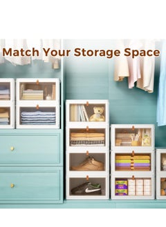 Generic 4 Tier Stackable Plastic Storage Bins with Lid and Wheels, 23 QT Closet Organizers and Storage, Foldable Storage Containers, Organization and Storage Boxes for Craft, Home, Pantry, Office, Car  - Image 4