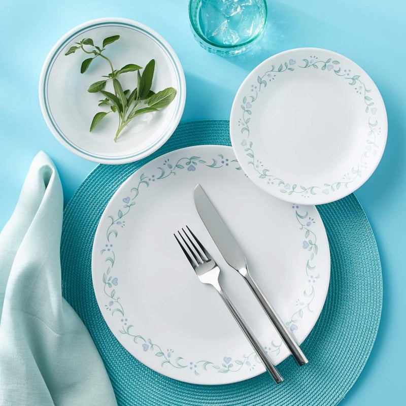Corelle طقم أطباق عشاء كوريل فيتريل 1025 ثلاثي الطبقات زجاج مقاوم للكسر وخفيف الوزن 8 قطع على شكل دائري ريفي - Image 3