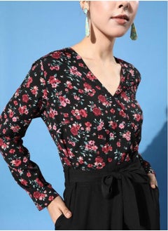Styli Floral Print Jumpsuit with Tie Belt by Styli  - Image 4
