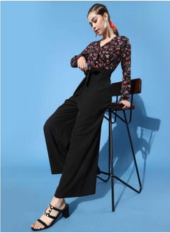 Styli Floral Print Jumpsuit with Tie Belt by Styli  - Image 2