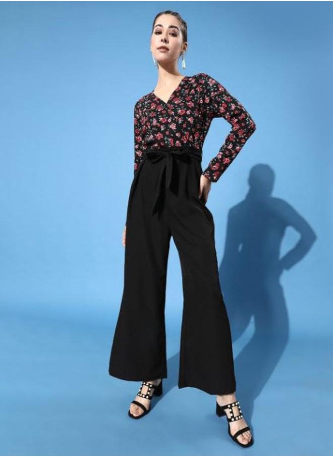 Styli Floral Print Jumpsuit with Tie Belt by Styli  - Image 3