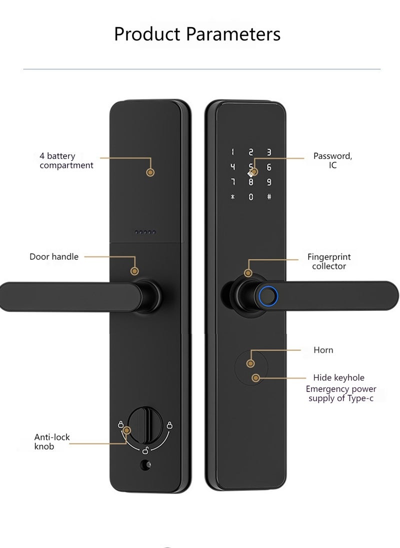 Sharpdo - Smart Lock, Smart Door Lock 7-in-1 Keyless Entry Door Lock, Fingerprint/ Key/ Password/ Bluetooth/ NFC Unlock/  TT LOCK - Image 1