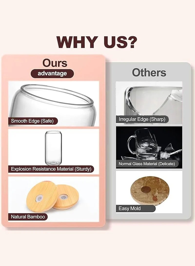 DAMCONME Glass Cup with Bamboo Lid and Straw – 1 Pack 16oz Reusable Iced Coffee Cup with Brush – Clear Drinking Glass for Tea, Juice, Water - Image 4