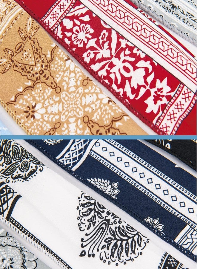 ONEYE Paisley Wire Headbands for Women, 8 Count Pack, Hair Bands Hair Holder Hair Accessories for Workout Yoga Running Soccer Sports, Fashion Wire Headwraps Headband with Twist Bow - Image 4