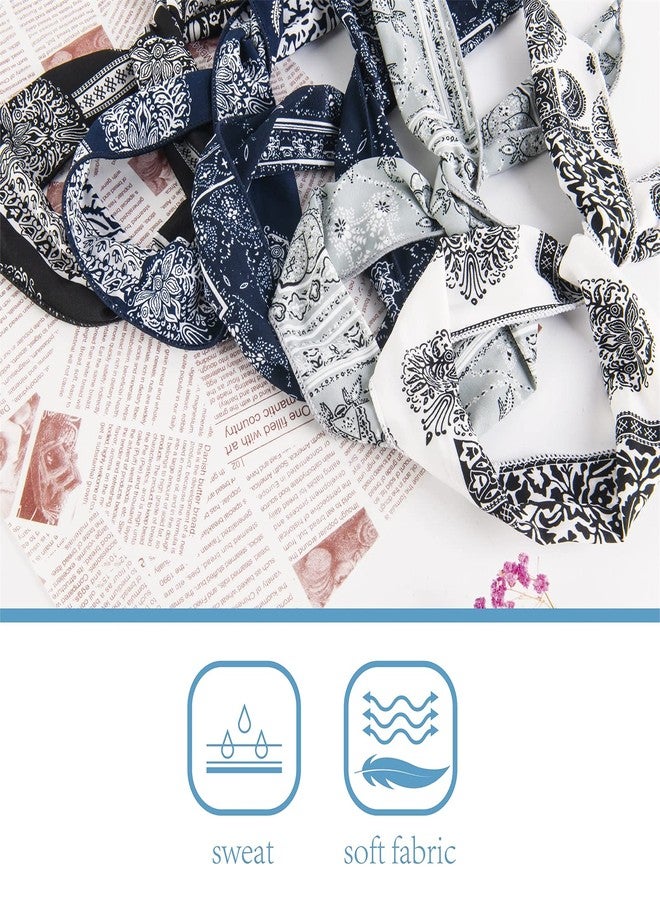 ONEYE Paisley Wire Headbands for Women, 8 Count Pack, Hair Bands Hair Holder Hair Accessories for Workout Yoga Running Soccer Sports, Fashion Wire Headwraps Headband with Twist Bow - Image 5