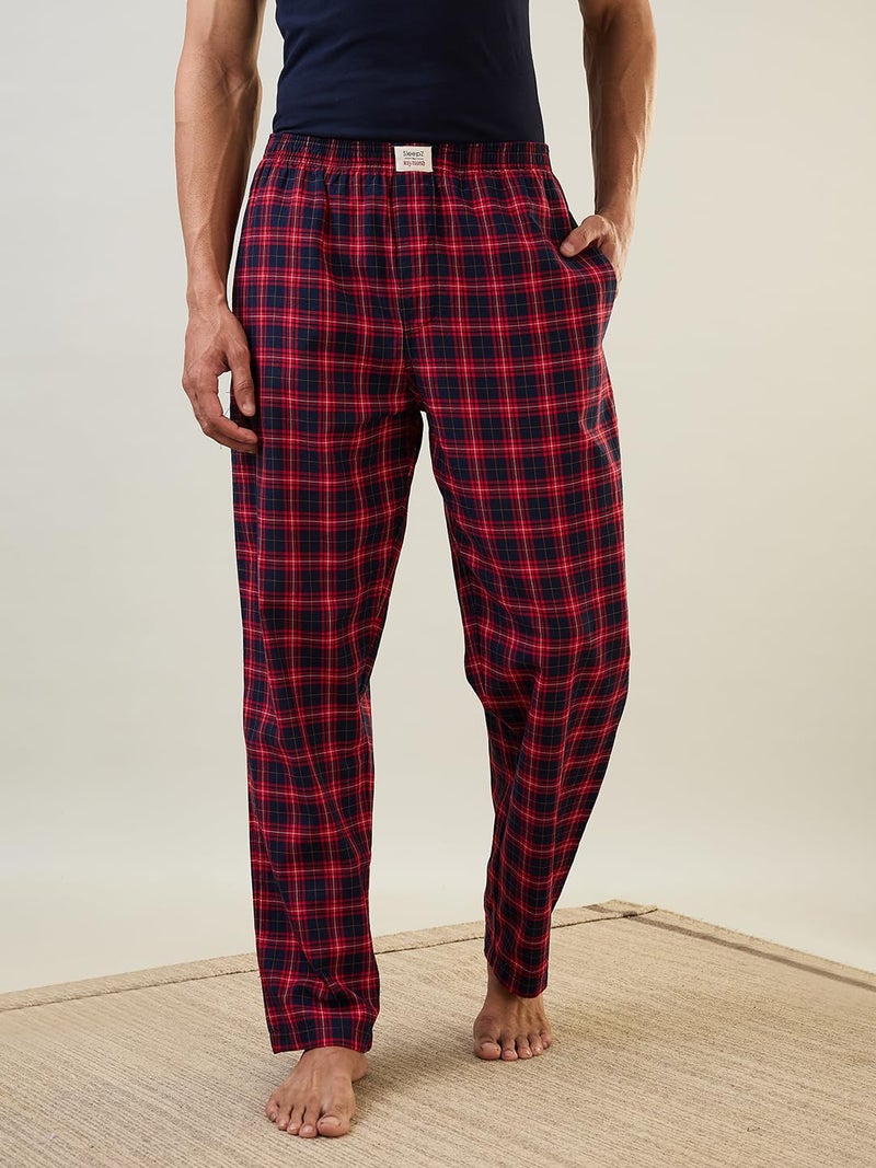 Raymond SleepZ Men Regular Fit Checks Pattern Pure Cotton Pyjama Dark Blue - Image 3
