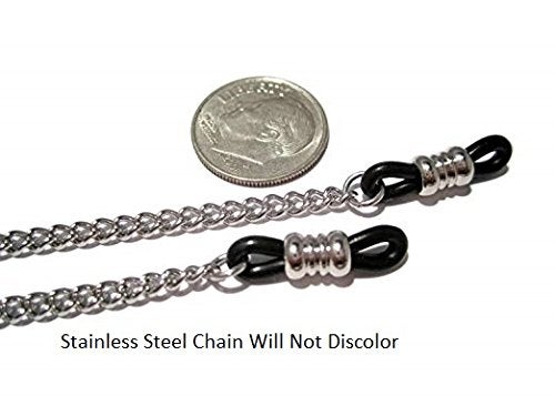 ATLanyards Eyeglass Lanyard - Just a Plain Chain Black Grips - Glasses Holder - Eyeglass Chain for Men & Women - Sunglasses Chain - Image 3