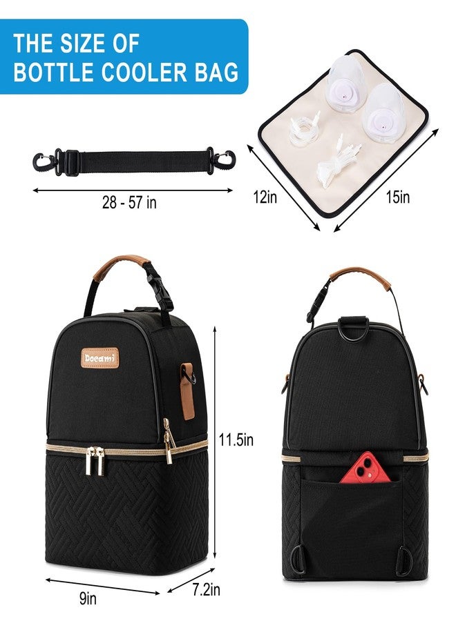 Docami Breastmilk Cooler Bag with Ice Pack & Mat Fit 6 Bottles Up to 9 Ounce, Breast Milk Pump Cooler Bag for Moms Daycare,Work&Travel, Black - Image 5