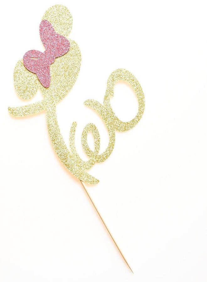 ZLPDS Two Cake Topper, Mickey & Minnie Theme Happy 2nd Birthday Cake Toppers for Girls, Disney Second Birthday Party Decorations, Gold Glitter - Image 5