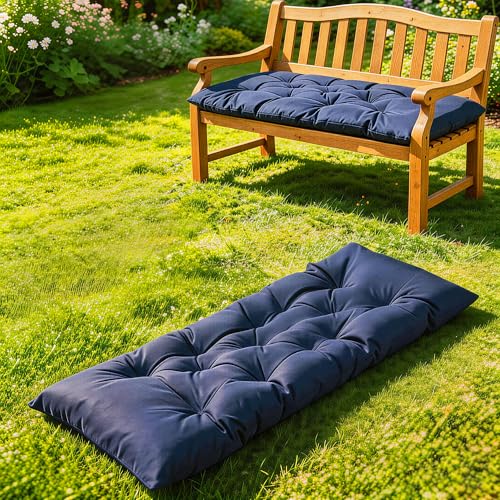 Yddsky 59 inch Waterproof Indoor/Outdoor Garden Bench Seat Cushions,Thicken Patio Bench Soft Rocking Chairs Pad Lounger Seat for Porch Wicker Loveseat Settee (59x19.6x3.9 inch,Navy - Image 1