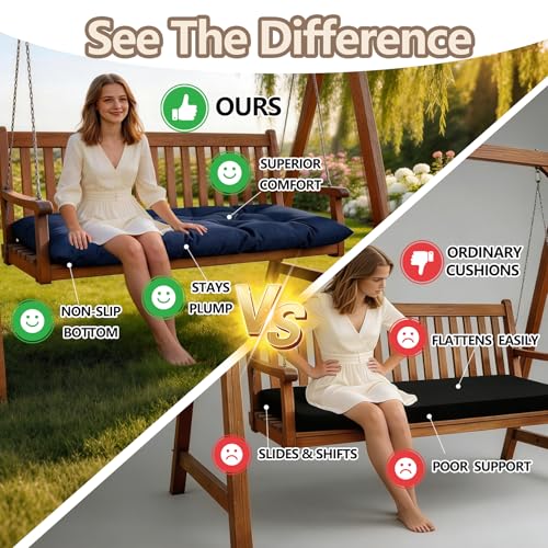 Yddsky 59 inch Waterproof Indoor/Outdoor Garden Bench Seat Cushions,Thicken Patio Bench Soft Rocking Chairs Pad Lounger Seat for Porch Wicker Loveseat Settee (59x19.6x3.9 inch,Navy - Image 4