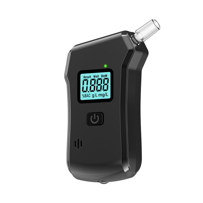Portable Alcohol Tester 10.8*6.6*2.3 Cm 60G High-Sensitivity 5.0 Sensor - Built-In Mini Flashlight Handheld Breathalyzer For Parties Weddings Safe Driving - Image 1