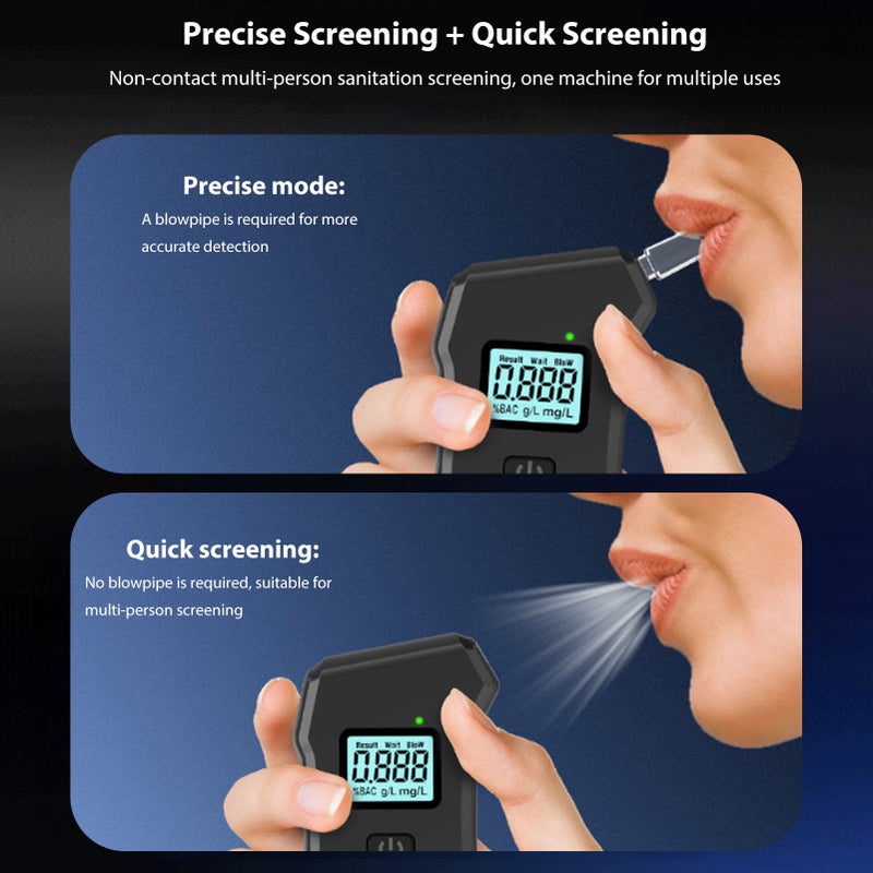 Portable Alcohol Tester 10.8*6.6*2.3 Cm 60G High-Sensitivity 5.0 Sensor - Built-In Mini Flashlight Handheld Breathalyzer For Parties Weddings Safe Driving - Image 5