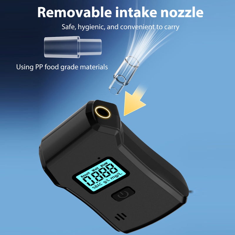 Portable Alcohol Tester 10.8*6.6*2.3 Cm 60G High-Sensitivity 5.0 Sensor - Built-In Mini Flashlight Handheld Breathalyzer For Parties Weddings Safe Driving - Image 3