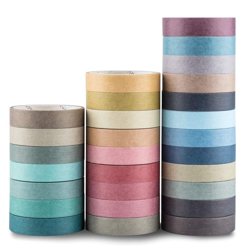 شريط لاصق يوبباكس ب pastel للتزيين للأشغال اليدوية وتغليف الهدايا ومواد الألبومات 28 لفة