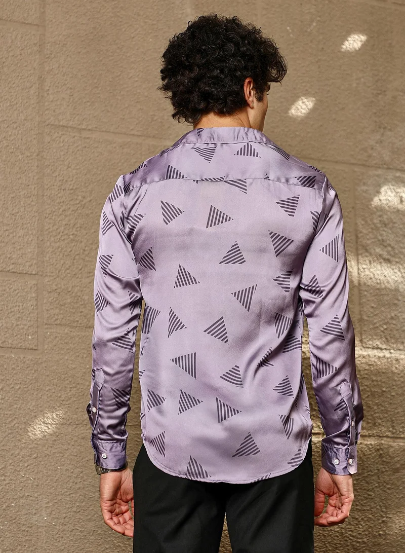 CAHOOT  Men's Amethyst Purple Triangle Block Shirt for Men | Best Price UAE