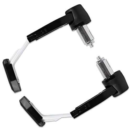 OBEROI'S TRADERS CNC Aluminium Motorcycle Handlebar Brake Clutch Lever Guard | Handle Bar End Protector | Handlebar Hand Guard Universal for All Bike (Pack of 2) (White) - Image 1