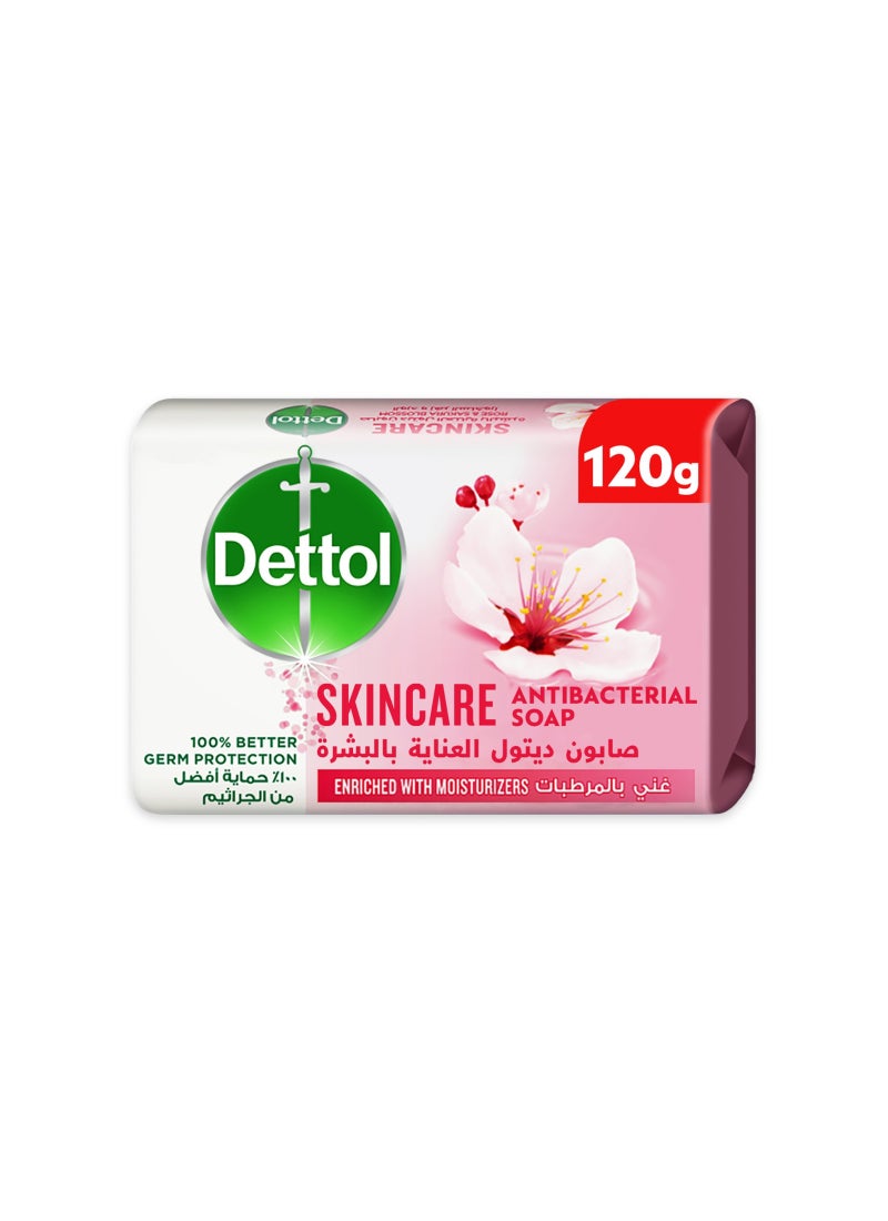 Dettol Skincare Anti-Bacterial Bathing Soap Bar Rose And Sakura Blossom Fragrance 120grams - Image 1