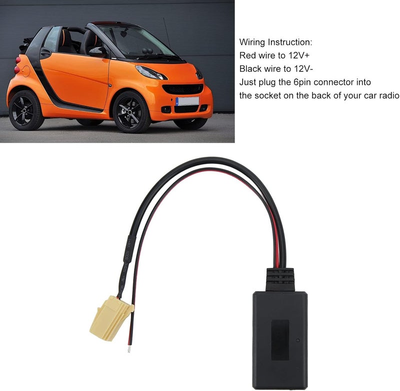 woobles Wireless Audio Adapter Cable, Car Wireless Stereo Radio Adapter Bluetooth AUX IN Cable Replacement for 451 2007‑ - Image 2