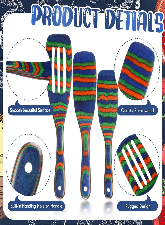 Maxdot 3 Pcs Wooden Spoons for Cooking Pakkawood Kitchen Utensils Set Wooden Cooking Spurtles Wood Serving Spatula Spoon Safe for Christmas Non Stick Cookware Housewarming Kitchen Souvenir Gift - Image 3