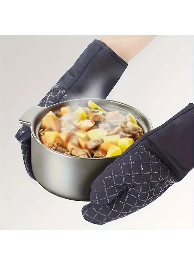 2pcs Set Thickened Heat Resistant Oven Mitts Pot Holder Non Slip Insulated Kitchen Gloves - Image 5