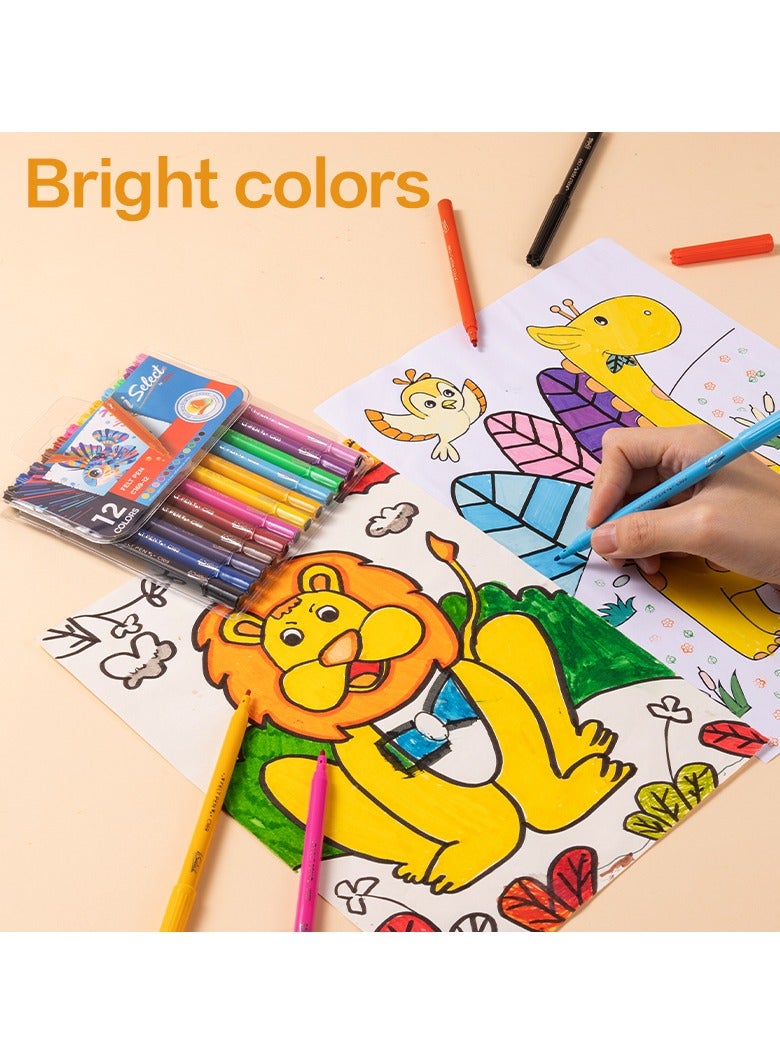 Deli EC169-12 Felt Pen - 12 colors - ideal for creative drawing - Image 2