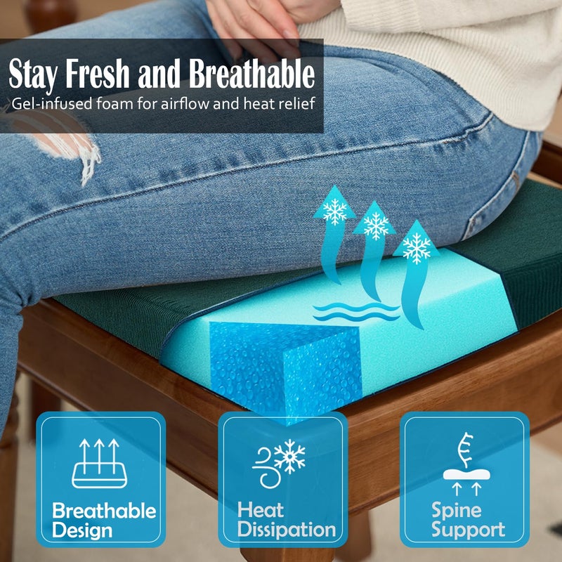 Nobildonna Chair Cushions for Dining & Kitchen Chairs 2'' Thick High-Density Foam with Gel-Infused Non-Slip Removable Washable Cover Ties Comfortable & Breathable Seat Pads (Hunter Green, 2 Count (Pack of 1)) - Image 5