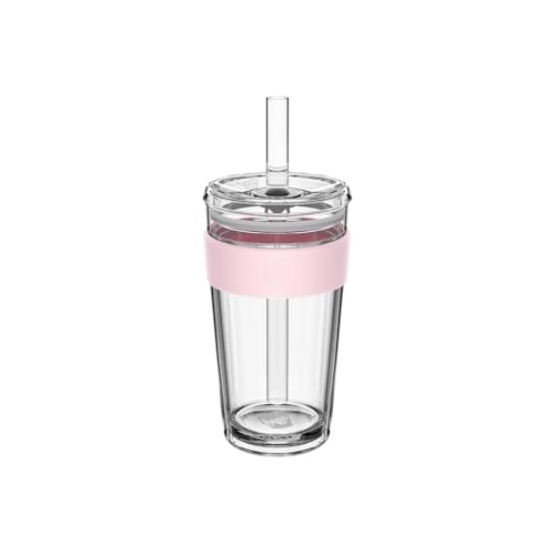 KeepCup Cold Cup Longplay Double wall Glass Ice Coffee Tumbler with Lid and Straw 16oz 454ml Pashmak - Image 1