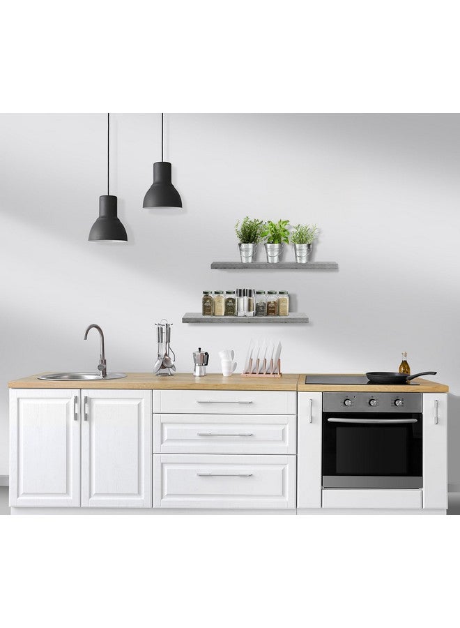 سوربوس أرفف عائمة من Sorbus، أرفف حائطية لغرفة النوم والمطبخ وغرفة المعيشة وأرفف الحمام فوق المرحاض وديكور المنزل والمزرعة، أرفف عائمة مثبتة على الحائط مقاس 24 × 9 بوصة، عبوة من قطعتين باللون الرمادي الريفي - Image 4