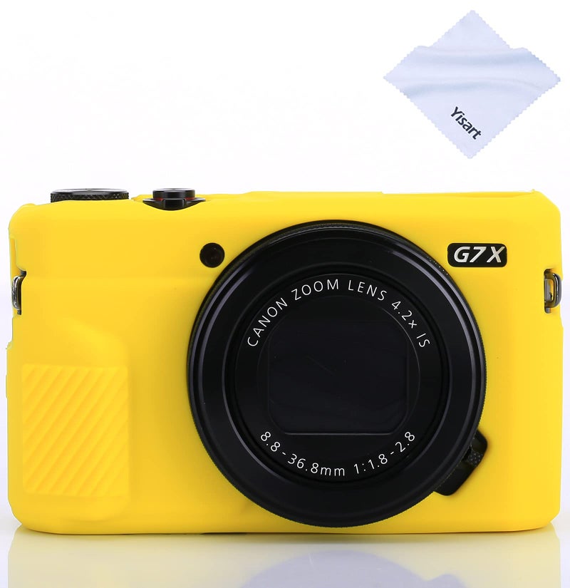 Yisau G7X / G7X Mark II Camera Silicone Case, Ultra Thin Lightweight Rubber Soft Silicone Case Bag Cover for Canon PowerShot G7X / G7X Mark II with Microfiber Cloth - Yellow - Image 1